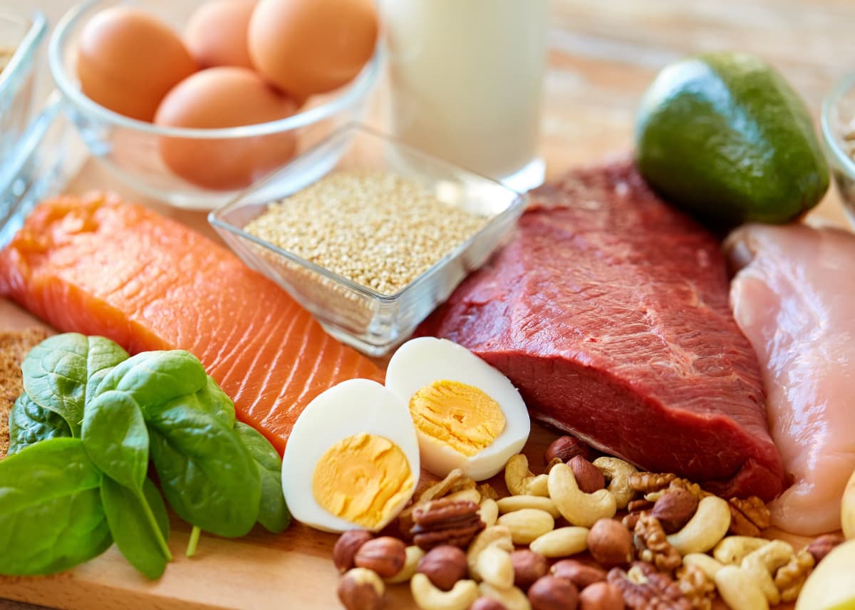 A selection of high protein foods